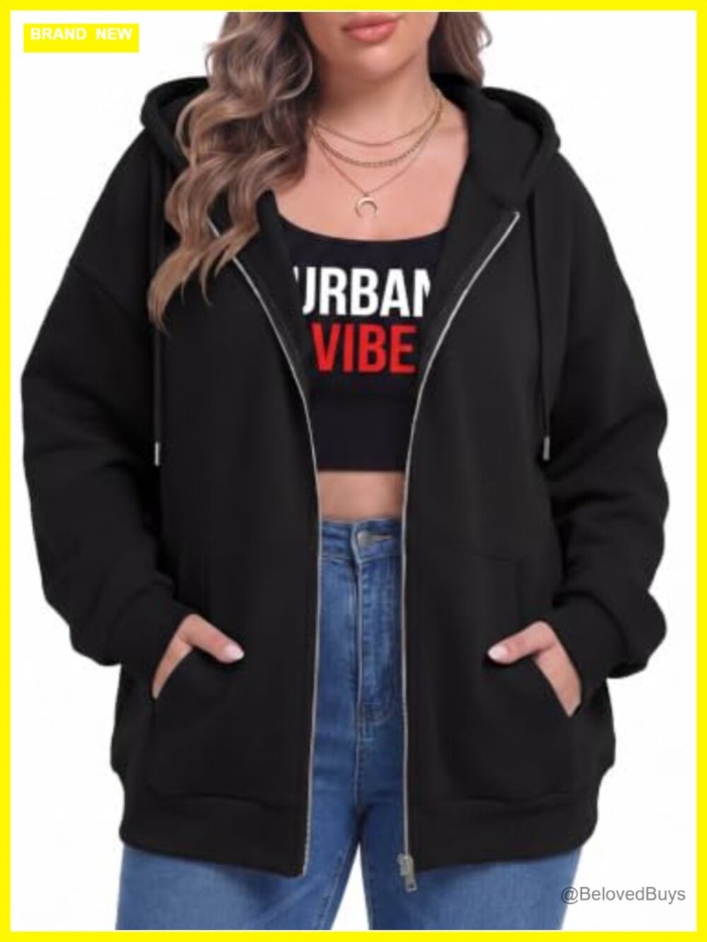 Plus Size Zip Up Hoodie Oversized Fleece Lined Sweatshirt